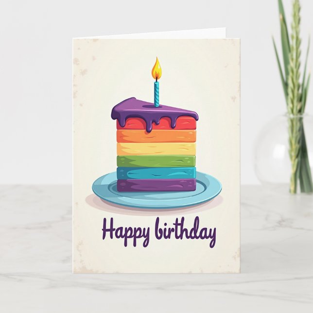 Vibrant Cake Slice Birthday Card (Front)