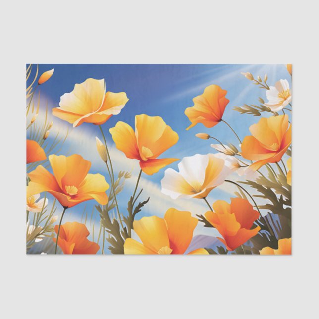 Vibrant California Poppies Meadow Tissue Paper (Front)