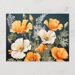 Vibrant California Poppy Botanical Postcard