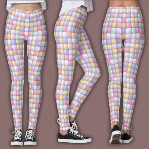Vibrant Candy Pattern   Pastel Bubble Gum Leggings