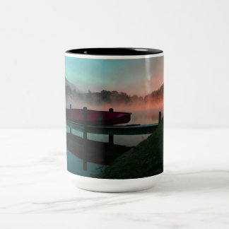 Vibrant Canoe on Lake Junaluska Two-Tone Coffee Mug