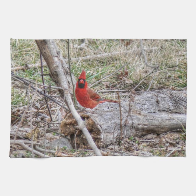 Vibrant Cardinal Tea Towel (Horizontal)