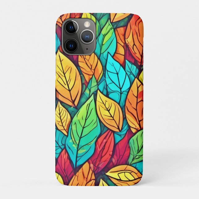 Vibrant Cartoon Leaves Art Case-Mate iPhone Case (Back)