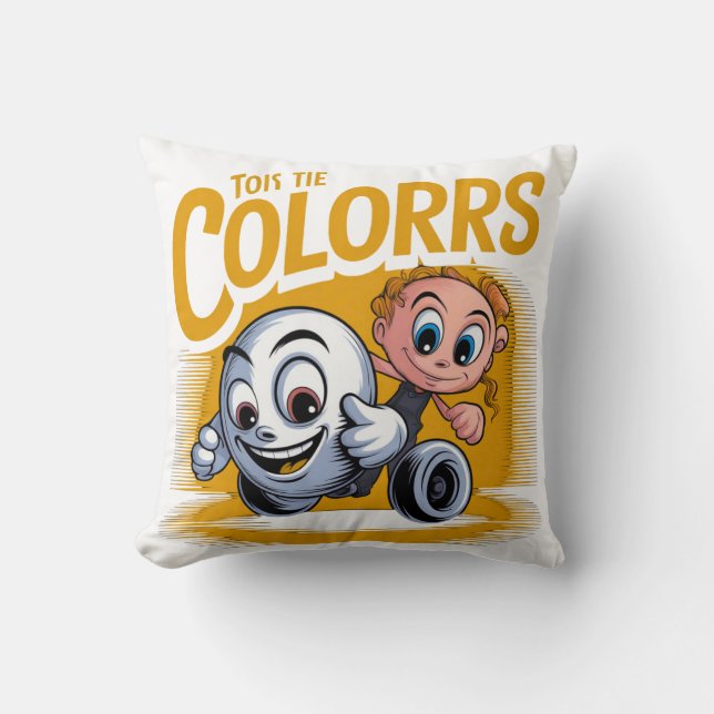 Vibrant Cartoon Pop Art Throw Pillow Modern Decor (Front)