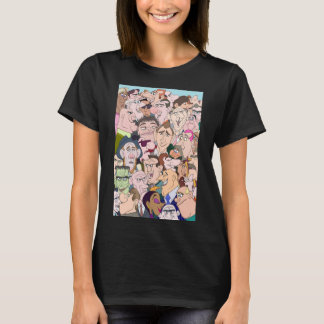 Vibrant Cartoon Style Lady & Men Characters T-Shirt