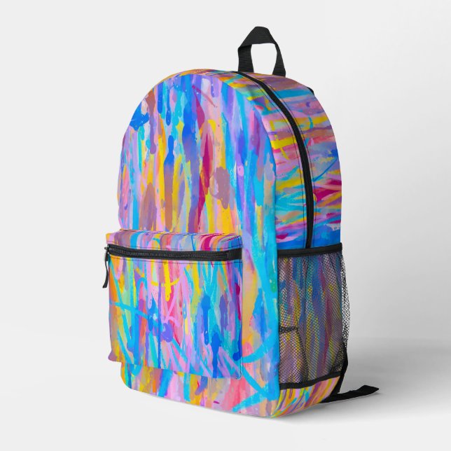 Vibrant Cascade Printed Backpack (Back Corner Right)