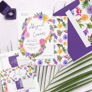 Vibrant Casual Magenta Violet Yellow Invitation
