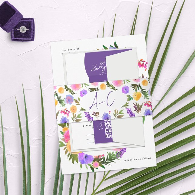 Vibrant Casual Magenta Violet Yellow Invitation Belly Band (Creator Uploaded)