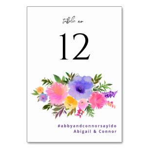 Vibrant Casual Magenta Violet Yellow Table Number