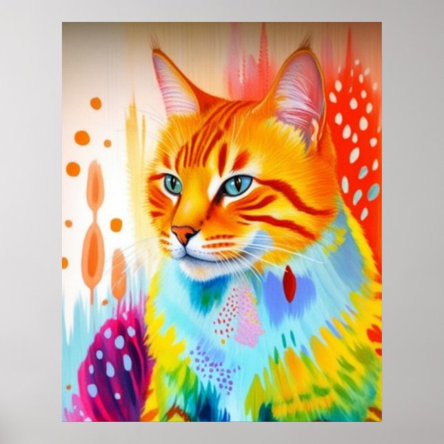 Vibrant Cat Art Poster – Bold and Colourful Design (Front)