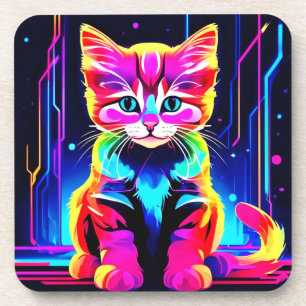 Vibrant Cat Artwork Coaster