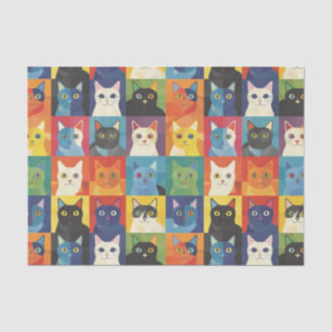 Vibrant Cat Collage Decoupage Tissue Paper