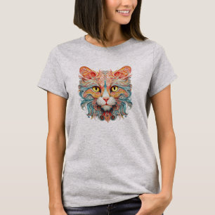 Vibrant Cat Head Design A Burst of Colour for Feli T-Shirt