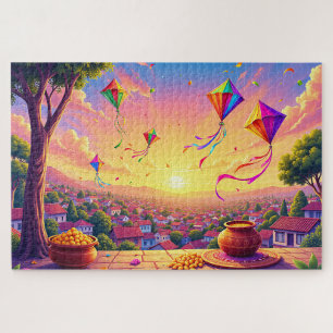 Vibrant celebration of festival with kites jigsaw puzzle