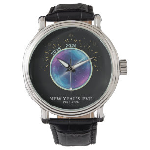 Vibrant Celestial Clock New Year's Eve 2026 Party Watch