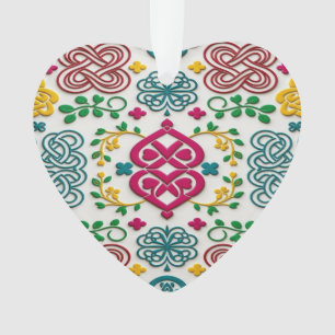 Vibrant Celtic Heart & Knot Floral Symphony Ornament