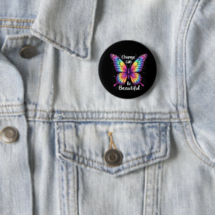 Vibrant 'Change is Beautiful' Butterfly 6 Cm Round Badge