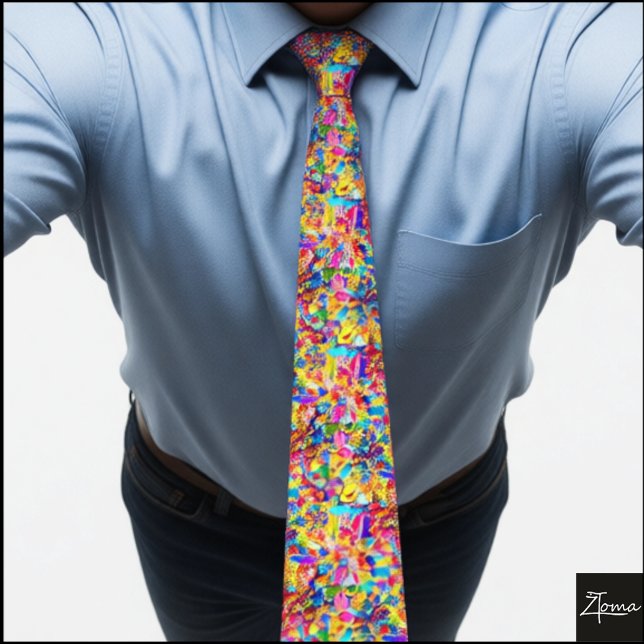Vibrant Chaotic Rainbow Mosaic Abstract Tie (Creator Uploaded)