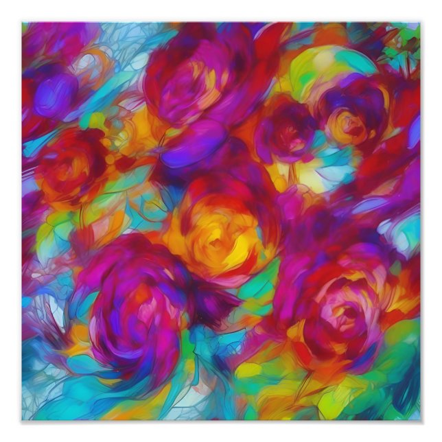 Vibrant, cheerful abstract floral  photo print (Front)