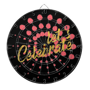 Vibrant, cheerful, fun design of "Let's Celebrate" Dartboard