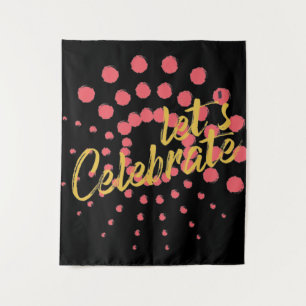 Vibrant, cheerful, fun design of "Let's Celebrate" Tapestry