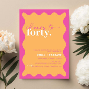 Vibrant Cheers to Forty 40th Birthday Party Invitation
