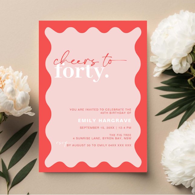 Vibrant Cheers to Forty 40th Birthday Party Invitation (Creator Uploaded)