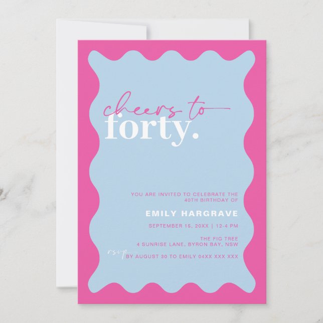 Vibrant Cheers to Forty 40th Birthday Party Invitation (Front)
