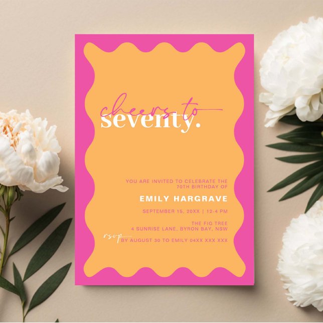 Vibrant Cheers to Seventy 70th Birthday Party Invitation (Creator Uploaded)