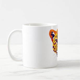Vibrant Cheetah Head in Sunset Hues Coffee Mug