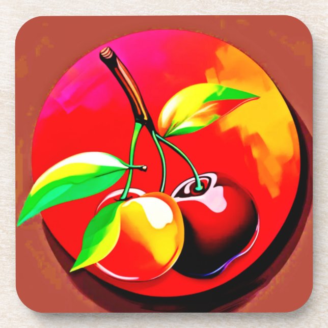 Vibrant Cherry Duo Coaster (Front)