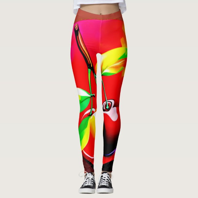 Vibrant Cherry Duo Leggings (Front)