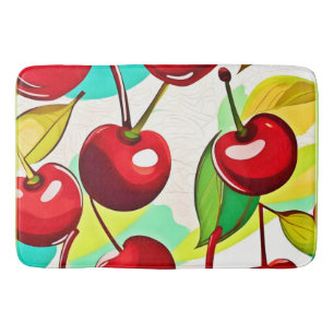 Vibrant Cherry Pattern Bath Mat