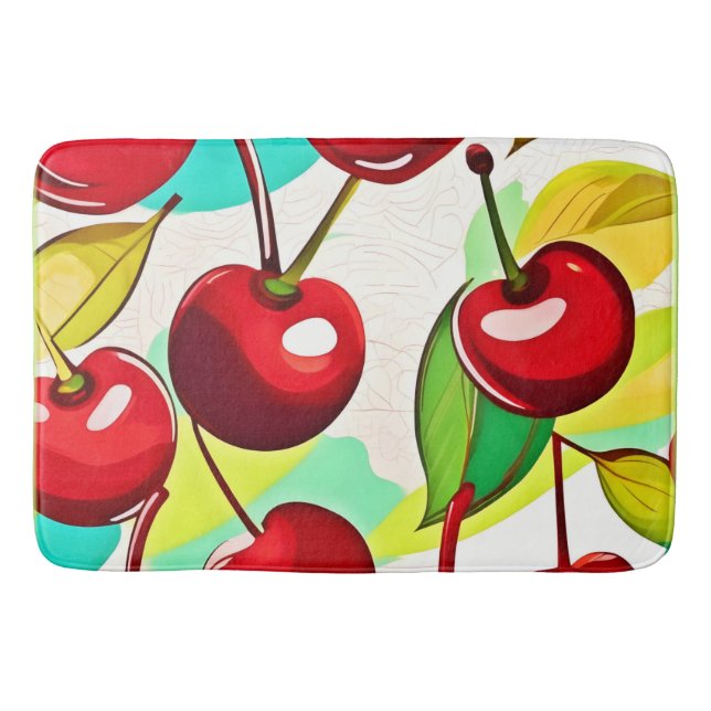 Vibrant Cherry Pattern Bath Mat (Front)