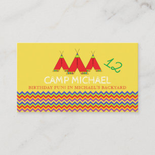 Vibrant Chevron Tipi, Kid's Camping Birthday Party Enclosure Card