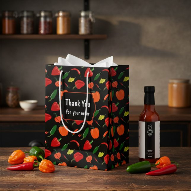 Vibrant Chilli Pepper "Thank You" Business Gift Ba Medium Gift Bag (Creator Uploaded)