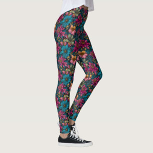Vibrant Christmas Botanical Fantasy Pattern Leggings