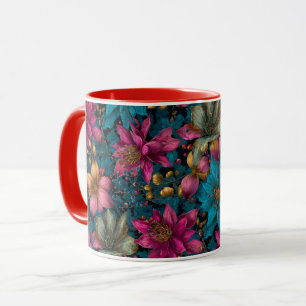 Vibrant Christmas Botanical Fantasy Pattern Mug