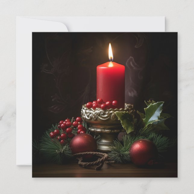 Vibrant Christmas candle holiday greeting card (Front)