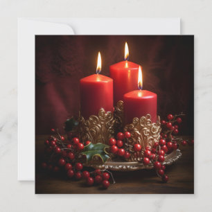 Vibrant Christmas candle holiday greeting card