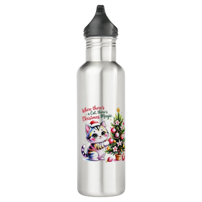 Vibrant Christmas Cat - Cute Pet Parent Accessory 710 Ml Water Bottle (Right)