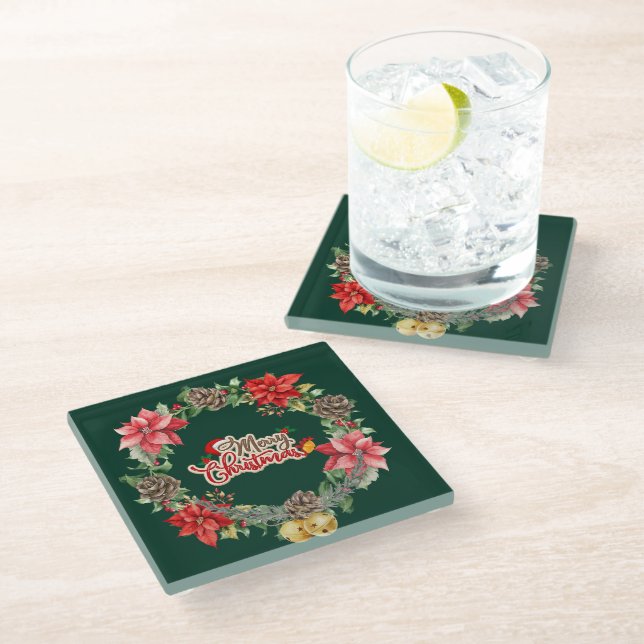 Vibrant Christmas Floral Coaster (Angled)