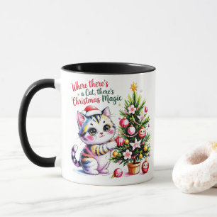 Vibrant Christmas Magic - Cosy Cat Mum Gift Mug