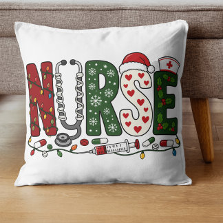 Vibrant Christmas Nurse Festive Medical Design Cushion