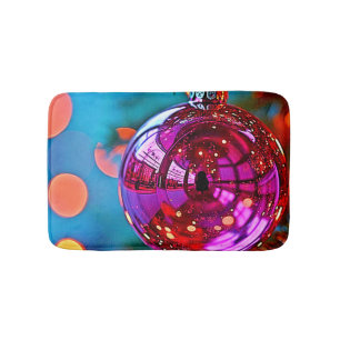 Vibrant Christmas Ornament Sparkle Design Bath Mat
