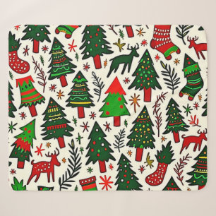 Vibrant Christmas Pattern Art Print Sherpa Blanket