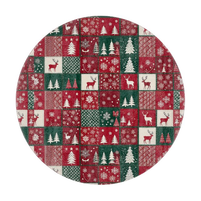 Vibrant Christmas Pattern Cutting Board (Front)