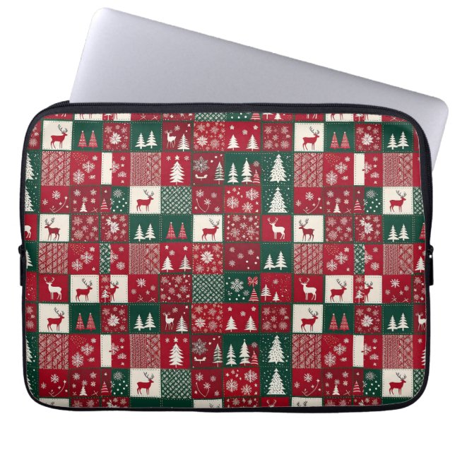 Vibrant Christmas Pattern Laptop Sleeve (Front)