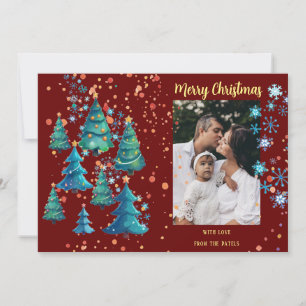 Vibrant Christmas Tree Forest Flat Holiday Card