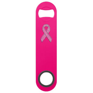 Vibrant Chrome Glitter Style Pink Ribbon Awareness